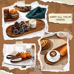 10 Pcs Wooden Trays Wooden Serving Platter, Solid Wood Serving Trays Large