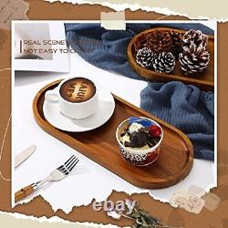 10 Pcs Wooden Trays Wooden Serving Platter, Solid Wood Serving Trays Large