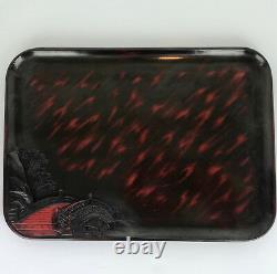 12 1950's MID Century Japanese Lacquer Wood Food Sushi Tea Serving Trays Vintage