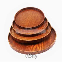 12x Round Wood Tray Breakfast Food Snack Serving Plate Salad Bowl Platter XL