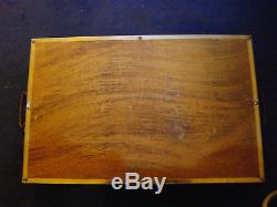 1930's Vintage Art Deco Serving Tray Glass Metal and Wood 17 X 11