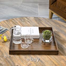 19 X 19 Inches Large Square Ottoman Table Tray Wooden Solid Serving Tray with Ha