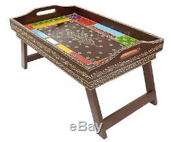 19x12 Beautiful Wooden Hand Painted Leg Folding Dining Room Serving Table Tray