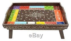 19x12 Beautiful Wooden Hand Painted Leg Folding Dining Room Serving Table Tray