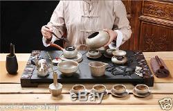 2017 newly listed tea tray black stone tea table wood tray tea drainage tea boat