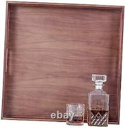 22 Inches Extra Large Square Serving Tray with Handles, Oversized Wooden