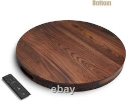 22 Inches Extra Large round Black Walnut Wood Ottoman Tray with Handles, Serve T