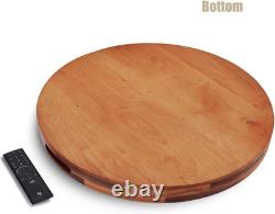 22 Inches Large round Cherry Wood Ottoman Tray with Handles, Serve Tea, Coffee o