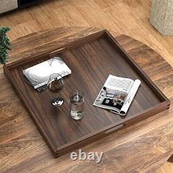 23 x 23 Inches Large Ottoman Tray, Wood Serving Tray with 23 X 23 X 2 Inch