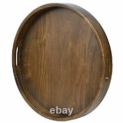 24 xes Large Round Ottoman Table Tray Wooden Solid Circle Serving Tray 24 inch