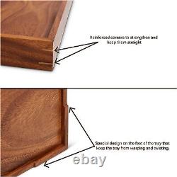24x24 inches Extra Large Walnut Brown Serving Tray Ottoman Tray Solid Wood