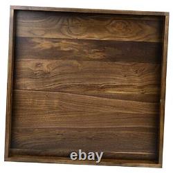 24x 24 Square Solid Black Walnut Wood Serving Tray Ottoman Tray Extra Large