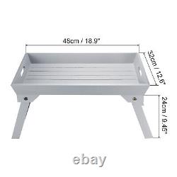 2Pcs 30x20x17cm Breakfast Tray Table Bed Tray with Folding Legs Laptop Desk Grey
