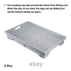 2Pcs 30x20x17cm Breakfast Tray Table Bed Tray with Folding Legs Laptop Desk Grey