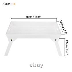 2Pcs Breakfast Tray Table Bed Tray with Folding Legs Laptop Desk Brown White