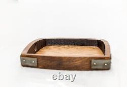 2 Piece Rectangular Serving Tray Set made from Reclaimed Wine Barrels