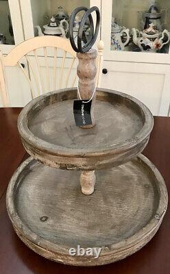 2 Tiered Tray Stand Two Tier Tray Wood Farmhouse, Rustic, Vintage New
