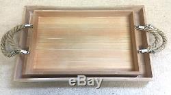2 Wood Serving Trays Shabby Chic Decorative Home Decor Breakfast Dining Kitchen