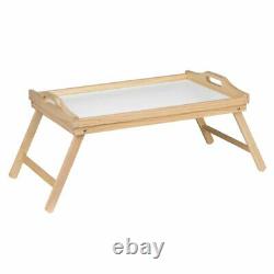 2 in 1 WOODEN BEDSIDE TABLE TRAY WITH FOLDING LEGS PORTABLE SERVING TRAY