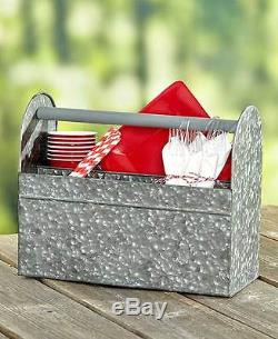 2 or 3 Tier Galvanized Serving Tray or Caddy Outdoor Holiday Party Snack Stand