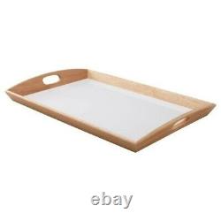 2 pcs Tray Serving Trays Food Vintage Wood Handles Stand Set Wooden Bamboo Table
