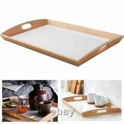 2 pcs Tray Serving Trays Food Vintage Wood Handles Stand Set Wooden Bamboo Table