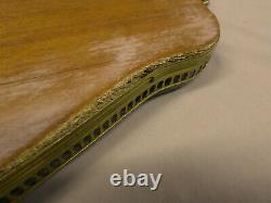 3363M Vtg Italy Marquetry 23 Serving Tray Inlaid Wood withBrass Railing AQUA TOP