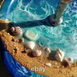 3D Wave Coastal Sea Scape 2-Tiered Round Serving Tray Ocean Beach Mother's Day