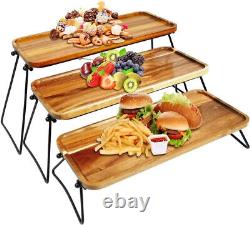 3 Tier Serving Tray Stand Wooden Serving Platters for Dessert Server Display 17