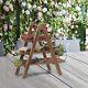 3 Tier Wood Serving Tray Ladder Wooden Serving Platter with Collapsible Stand
