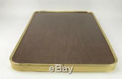 3 Vtg Faux Wood Metal TV TRAYS With Rolling Stand Retro Mid Century Modern MCM