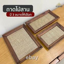 3 x New Vintage Tray Woven Serving Rattan Wood Basket Wicker Storage Fruit Chef