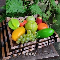 3pcs Tray Garnish Tray Teak Wood Multipurpose Tray Wooden Food Fruit Serving