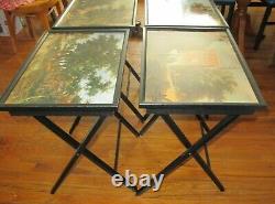 4 Vintage Artex Wood T V Trays