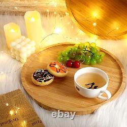5 Pcs Bamboo Serving Tray round Bamboo Tray round Wood Plates Wooden Serving Pla