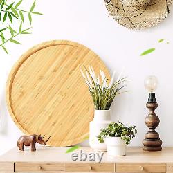 5 Pcs Bamboo Serving Tray round Bamboo Tray round Wood Plates Wooden Serving Pla