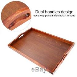 60cmx40cm Large Wood Serving Tray With Handles Plate Tea Food Platter Home Decor