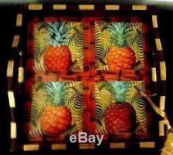 ANNIE MODICA PINEAPPLE 12x12 WOOD TRAY Decoupage Art Bar Tray NEW WithTAG