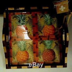 ANNIE MODICA PINEAPPLE 12x12 WOOD TRAY Decoupage Art Bar Tray NEW WithTAG
