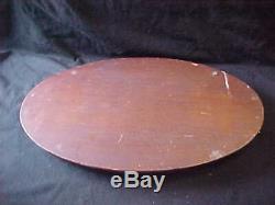 ANTIQUE FEDERAL INLAID OVAL MAHOGANY SERVING TRAY w BRASS HANDLES