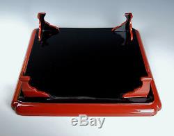 ANTIQUE JAPANESE RED LACQUER SERVING TRAY 1800s Exquisite Meiji Gold Maki-e