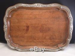 ANTIQUE STERLING AND WOOD VANITY TRAY OR SERVING TRAY Tea set tray OLD