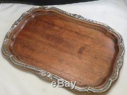 ANTIQUE STERLING AND WOOD VANITY TRAY OR SERVING TRAY Tea set tray OLD