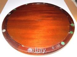 ANTIQUE W. K. COWAN CHICAGO 18 ROUND MAHOGANY #1052 SERVING TRAY With GLASS INSERT