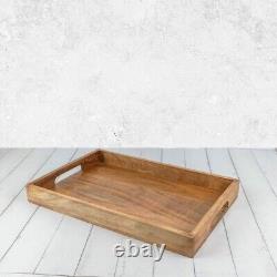 Acacia Wood Serving Tray with Handles Decorative Serving Trays Platter for Break