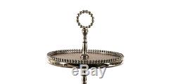 Accents By Home Tabletop Serving Tray Jay Silver Beaded 2 Tier Metal Wood Server