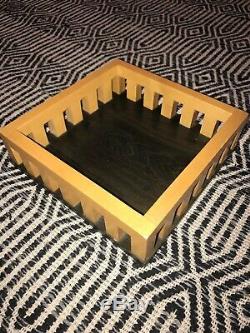 Alessi Square Light & Black Wood Serving Tray Bowl Shelf Cubby Slotted Sides 11