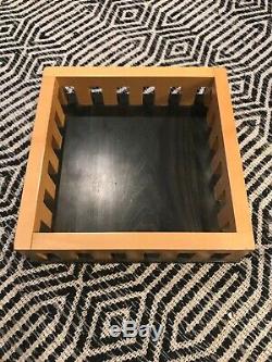 Alessi Square Light & Black Wood Serving Tray Bowl Shelf Cubby Slotted Sides 11