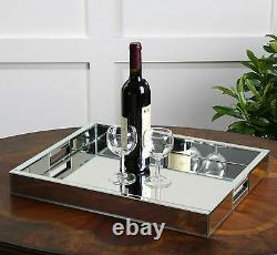 Aniani 18 Polished Mirrors Decorative Glass Serving Tray Contemporary Modern