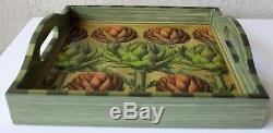 Annie Modica Artichokes Wood Tray SIGNED Hand Painted Decoupage Art Home Decor